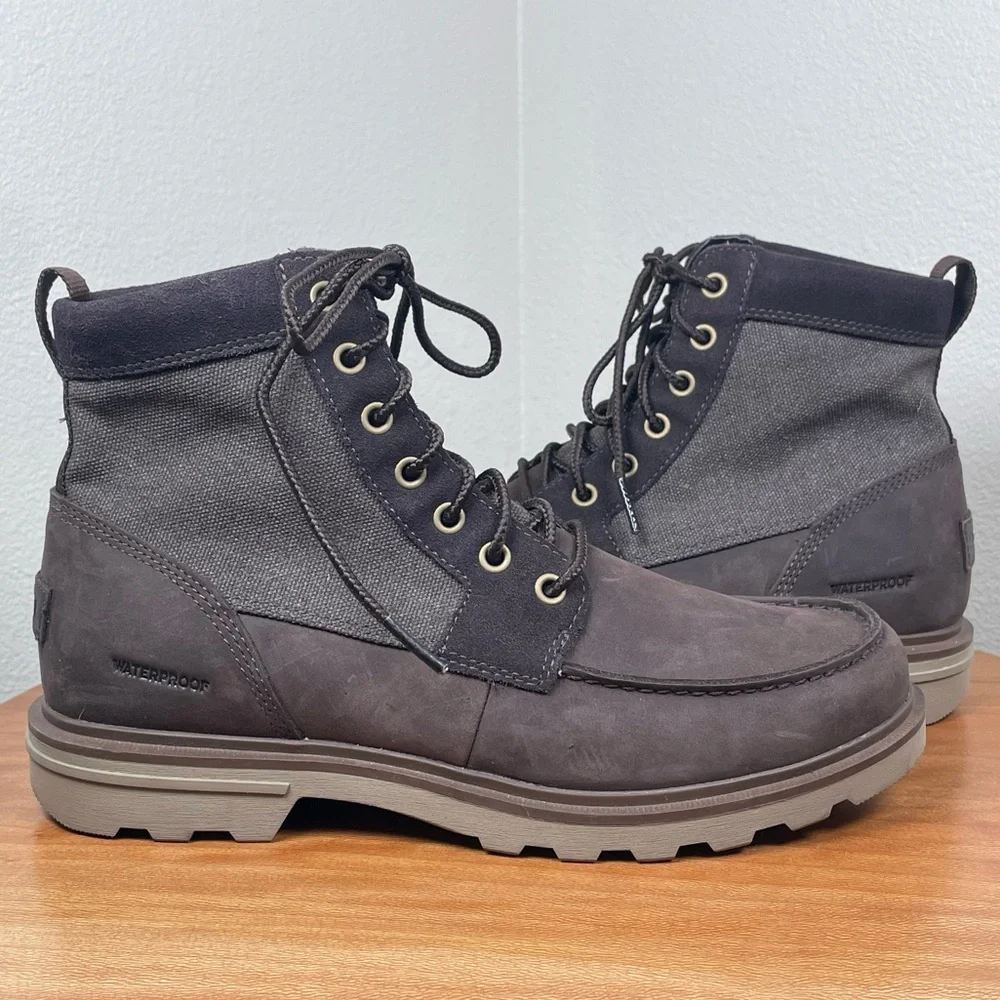 Sorel Men's Carson Moc Waterproof Boot Lace Up Full Grain Leather Brown Size 8